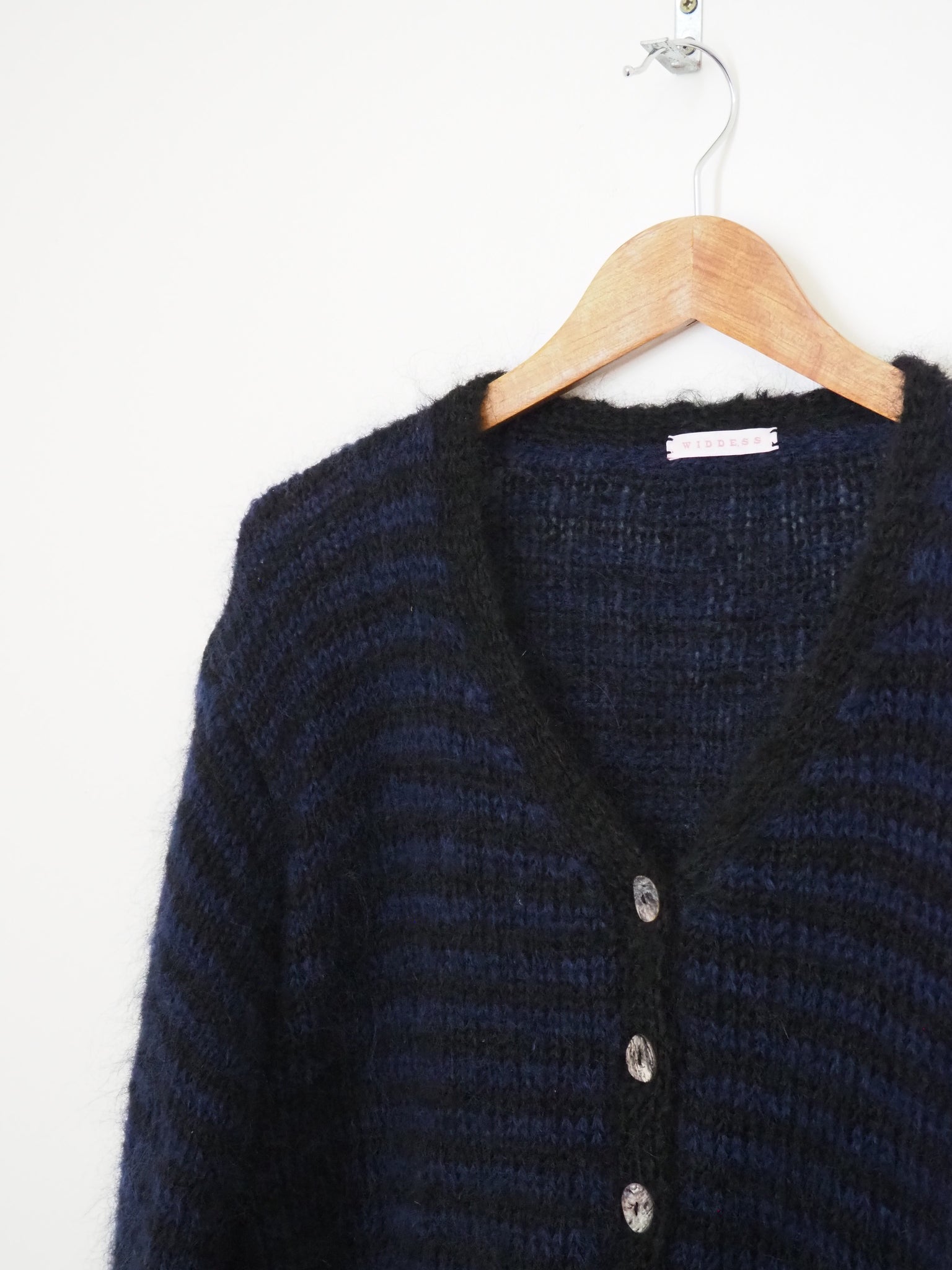 Hand knit cardi - Indigo + black