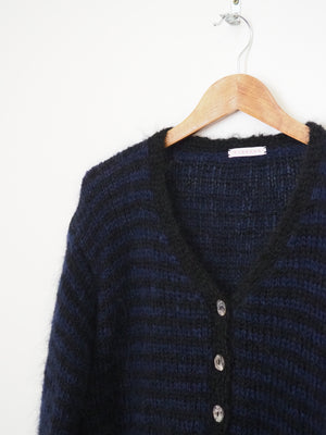 Hand knit cardi - Indigo + black