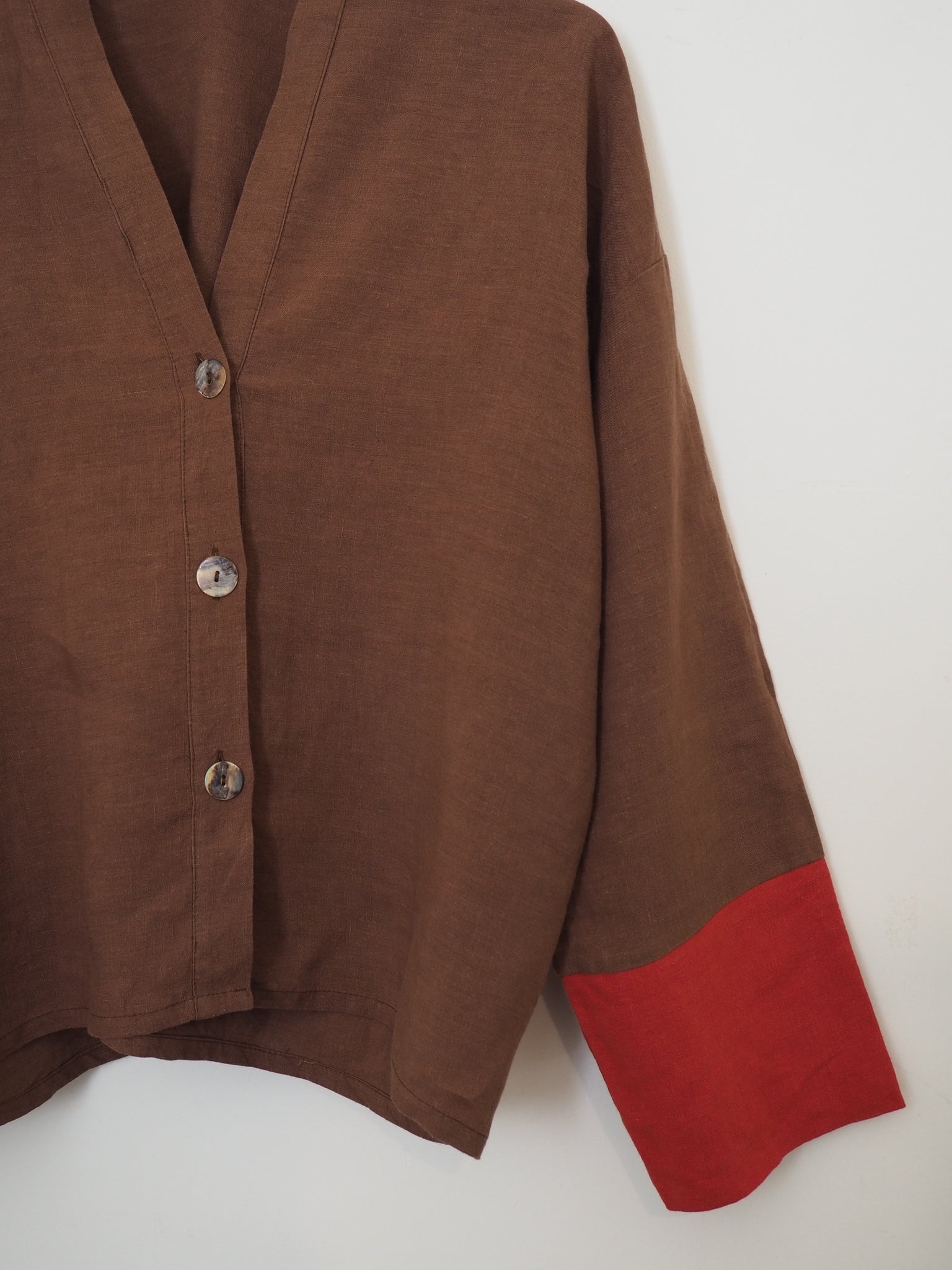 Temple top - Cocoa+red
