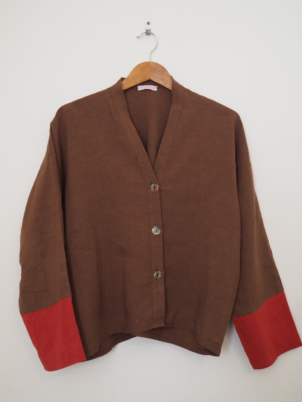 Temple top - Cocoa+red