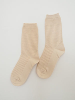 S O K K E N Waffle socks - Vanilla