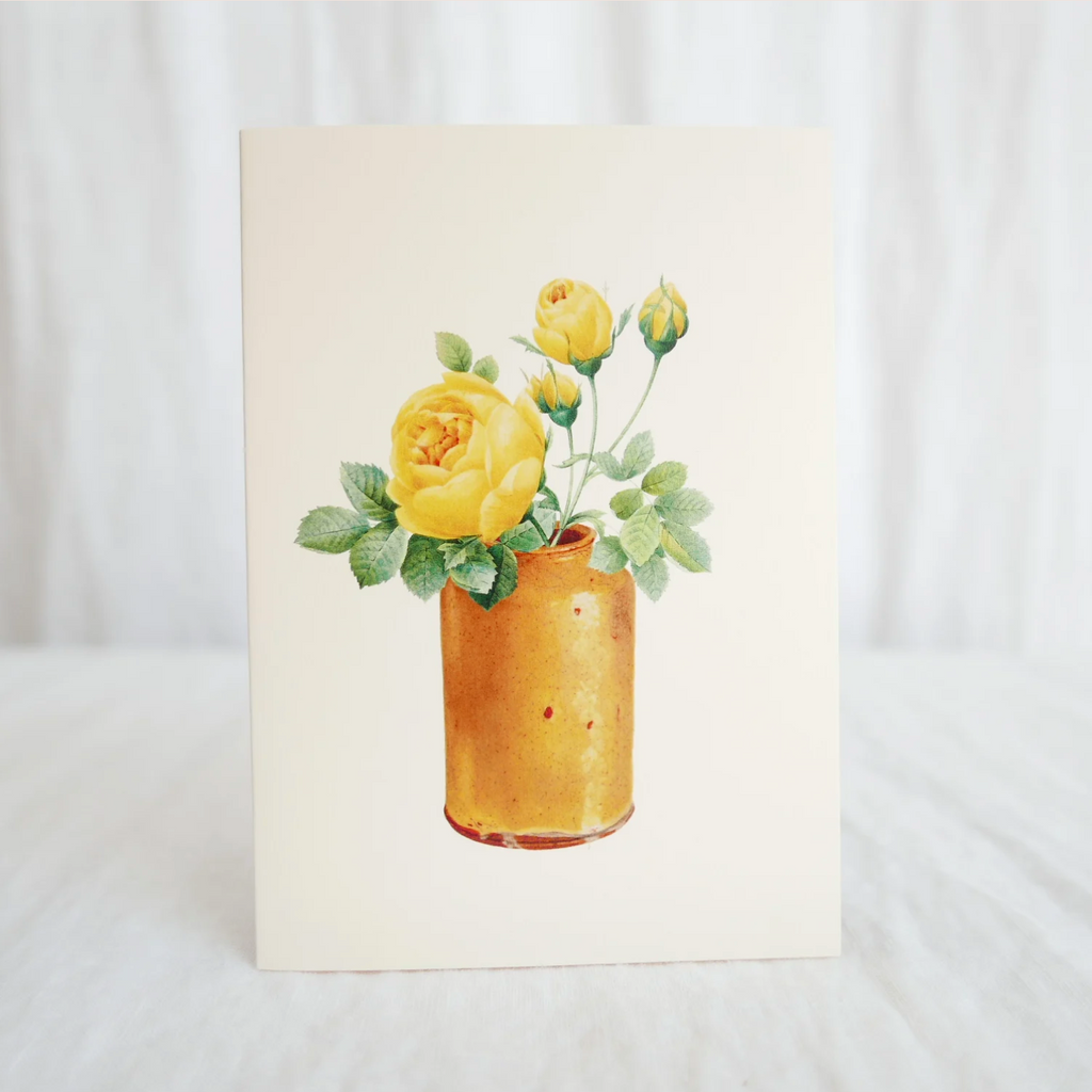 Hydrangea Ranger Card - Yellow rose in ceramic vase