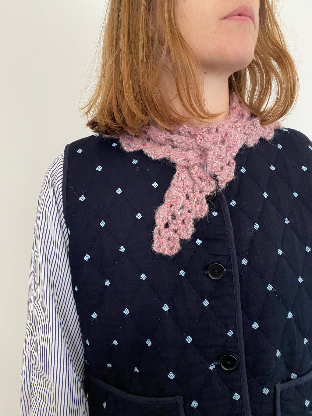 Hand crochet scarf - dusky pink