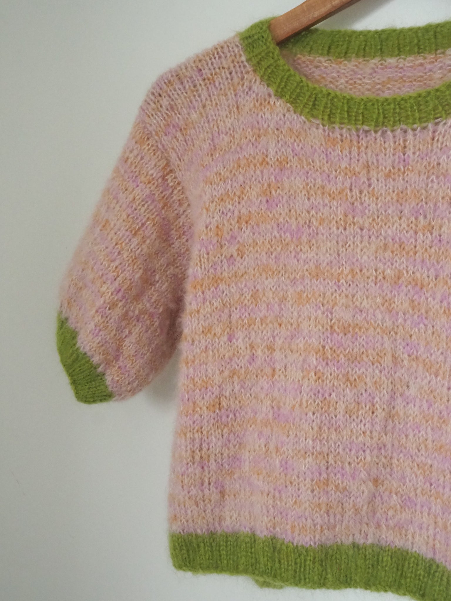 Hand knit jumper - Lilac + rose cloud