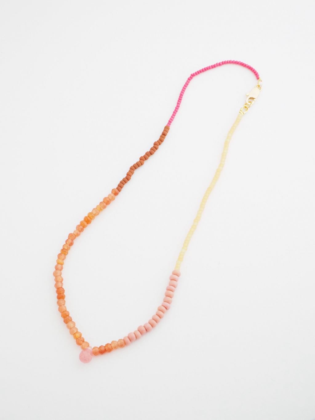 Hydrangea Ranger - Beaded necklace orange with pink stone #3