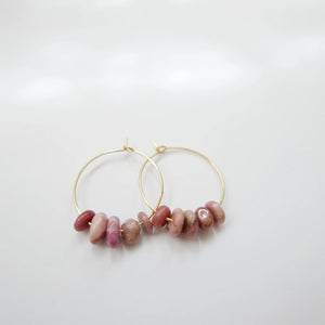 Goodheart Gemstone hoops - Rhodonite + gold plated