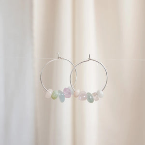 Goodheart Gemstone hoops - Morganite + silver plated