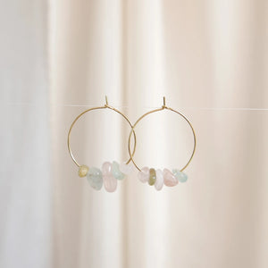 Goodheart Gemstone hoops - Morganite + gold plated