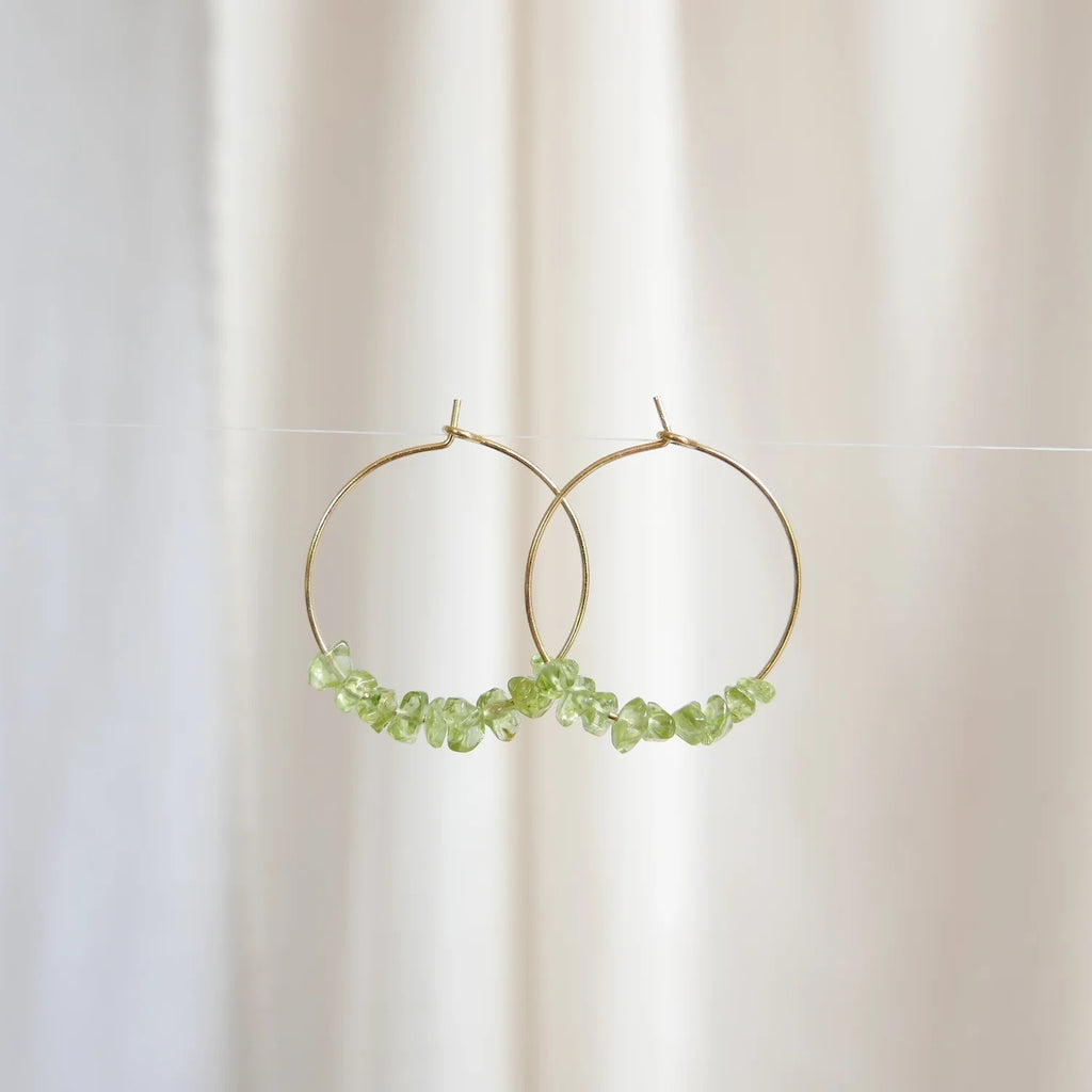 Goodheart Gemstone hoops - Peridot + gold