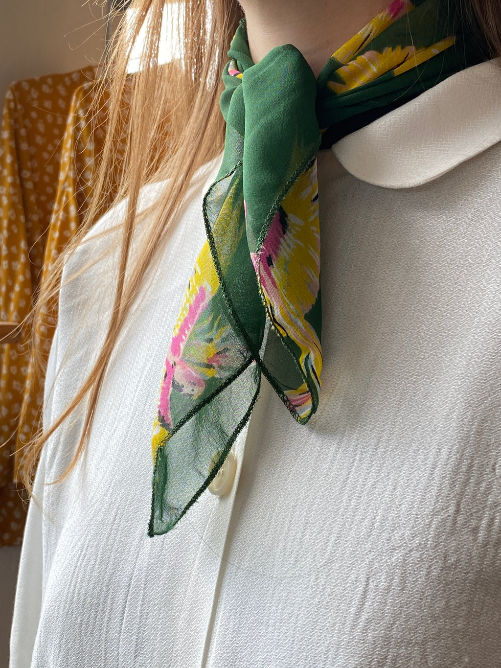 Silk neck scarf - garden green