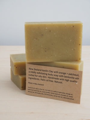 Blue earth soap - NZ clay with orange + patchouli