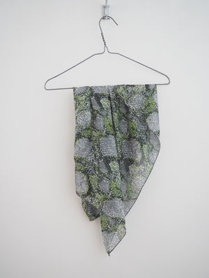 Silk neck scarf - Green watercolour pattern